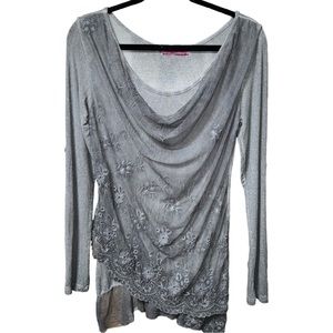 TIZIANA CERVASIO Top Tunic Women's Size Medium with Lace Overlay Silk Blend